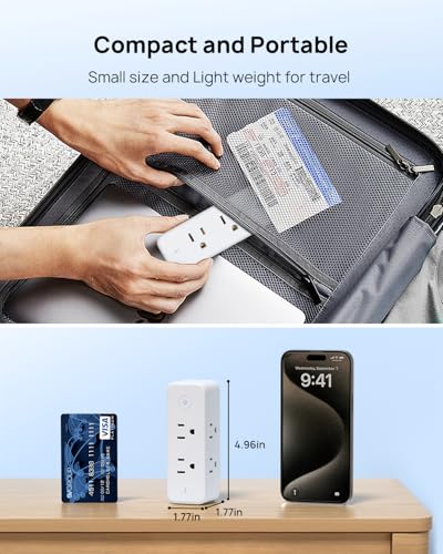 TROND Surge Protector Outlet Extender, 360° Rotating Multi Plug Splitter, 3-Sided Swivel Wall Adapter with Power Switch, 1440J Electrical Expander for Home Office Dorm Travel, 1875 image 2