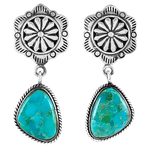 Turquoise Earrings 925 Sterling Silver & Genuine Gemstones