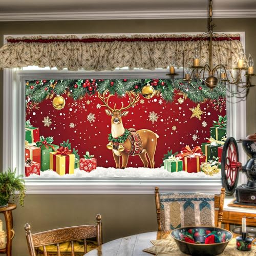 Vinilo Decorativo de Navidad con Reno y Campanas 39.3x17.7 in miniatura 1