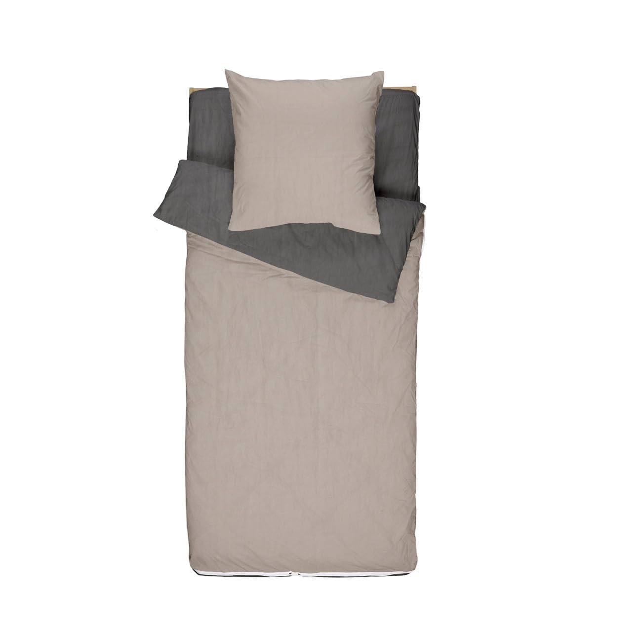 Bleu Calin Caradou - Set da letto per bambini, in microfibra, lavata, 4 pezzi, 90 x 190 cm, colore: tortortora grigio antracite