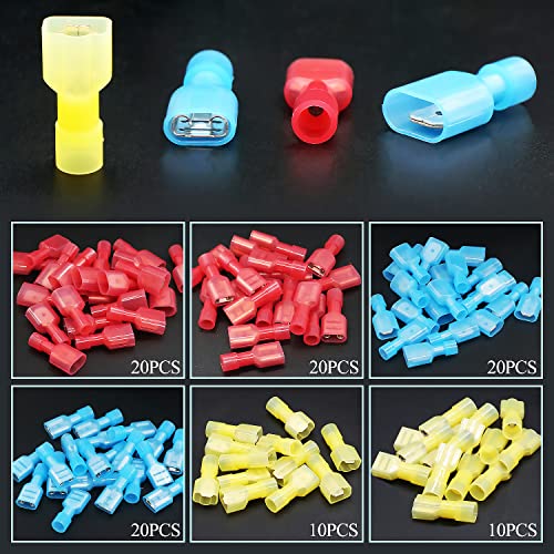 Snapklik.co : 210PCS Nylon Spade Connectors Kit 22-10 Gauge Quick