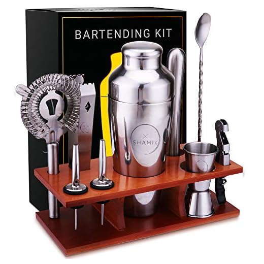 Bar Set 11-Piece Mixology Bartender Kit - Cocktail Shaker Set Bar Tool Set for Home and Professional Bartending - Martini Shaker and Drink Mixing Bar Tools - Cocktail Kit with Bar tools, Recipe Bonus