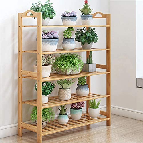 5-Tier Foldable Bamboo Wooden Shoe Racks | Collapsible Multipurpose Rack for Storage Entryway Furniture Rack | Shelf Organizer for Home and Kitchen | Slipper Stand Chappal Storage Organizer-image-6