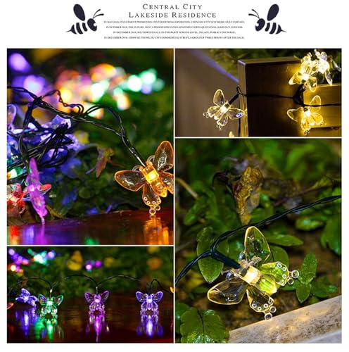 Image of AERYS Solar String Lights Outdoor 21 Ft 30 LED Solar Butterfly Lights with 8 Lighting Modes LED Butterfly Fairy Light for Garden Yard Lawn Patio Party Decor (Multicolor)