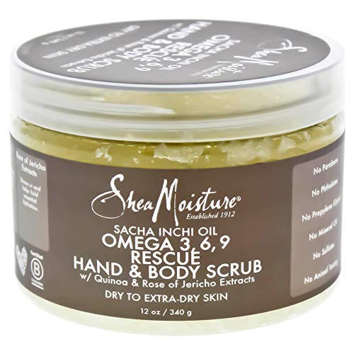 Shea Moisture Sacha Inchi Oil Omega-3-6-9 Rescue Hand Body Scrub for Unisex, 12 Ounce