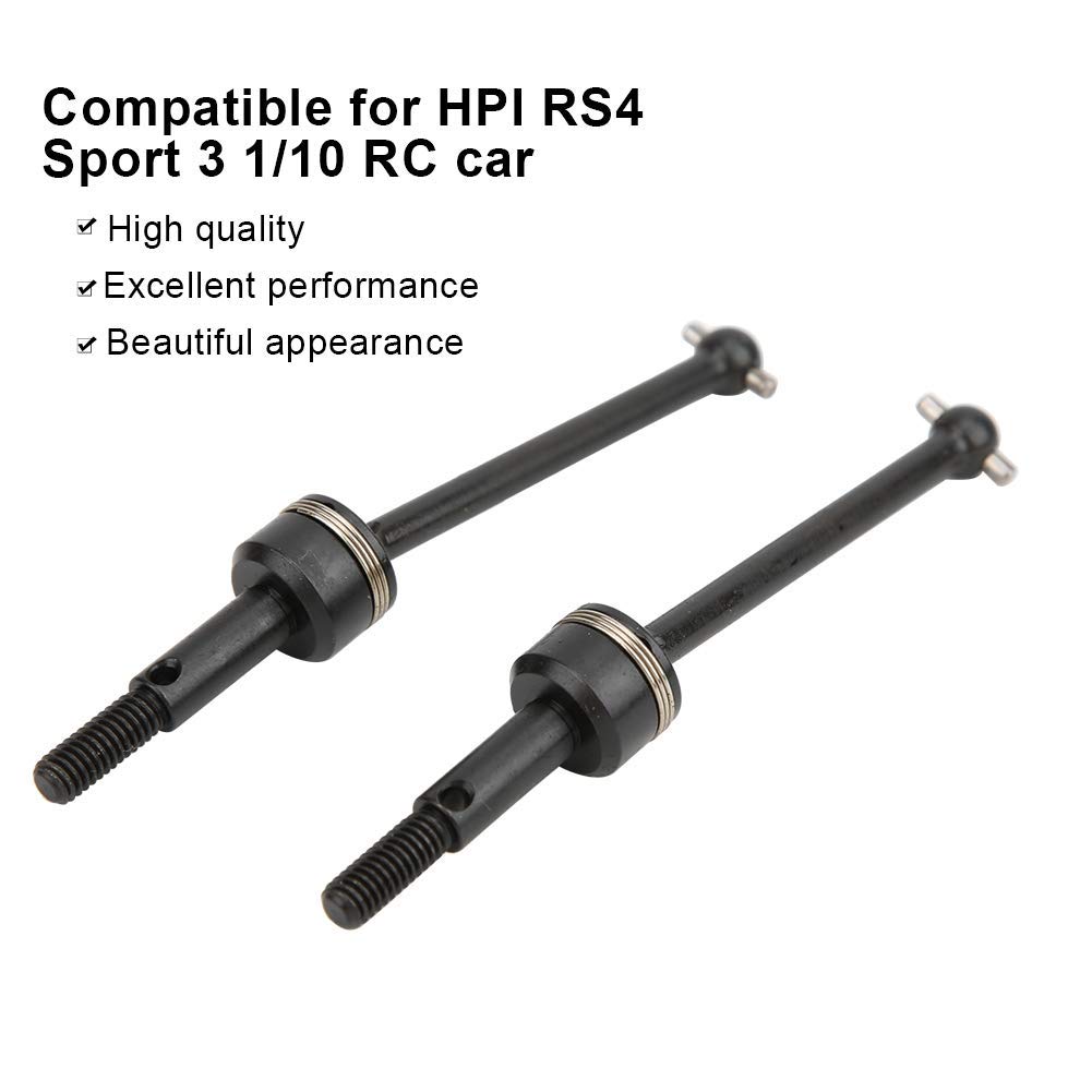 Tbest Arbre de Transmission RC, Arbres de Transmission Avant et arrière CVD en métal Noir 2PCS pour HPI RS4 Sport 3 1/10 RC modèle de Voiture(Noir)