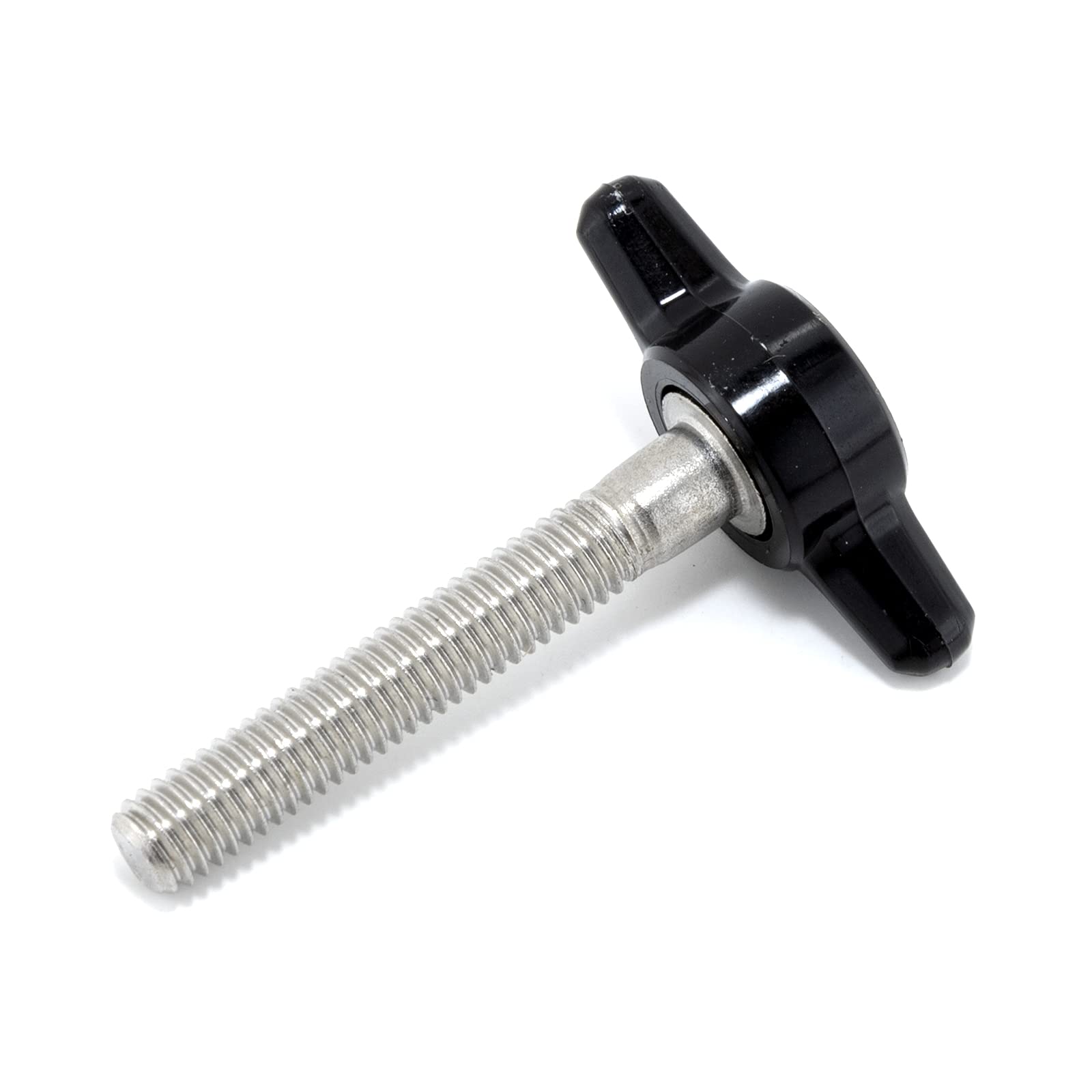 #10-32 x 1-1/4" Thumb Screw Stainless Steel - Black Tee Wing Plastic Knob - Fine Thread Thumbscrew - Length: 1.250" - Proudly Built in USA - Package
