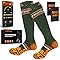 Calcetines Calefactables, Calcetines Termicos 8000mAh Recargable con App Control, 360° Calefacción Electricos Calcetines Calefactables Mujer y Hombre para Esquí(Verde Oscuro Amarillo)