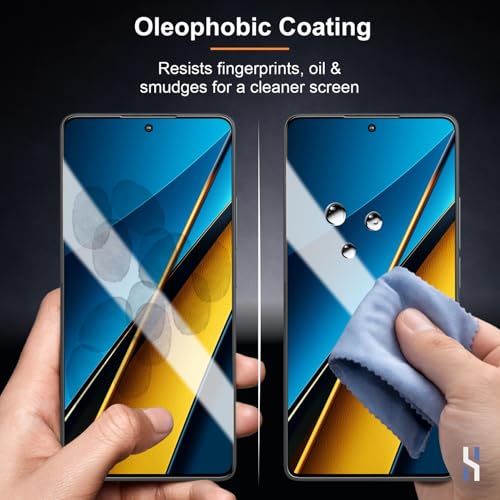 Image of Tempered Glass for Poco X6 | Poco X6 Pro (6.67 Inch) Military Grade 9H Screen Guard, Anti-Scratch, Shatterproof, Edge-to-Edge Full Coverage - Black Border