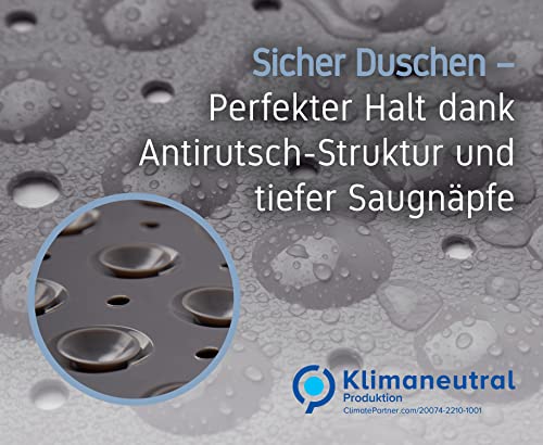 Toniamo Duschmatte rutschfest 53x53 cm | Antirutschmatte Dusche quadratisch | Rutschmatte Dusche antibakteriell & maschinenfest | Duscheinlage rutschfest BPA-frei | Grau