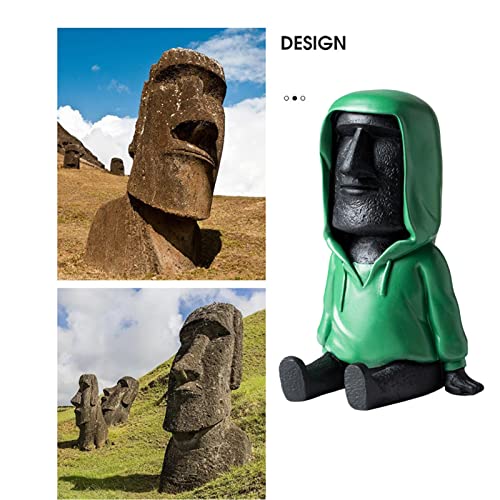 Estátua de Moai da Ilha Antiga,Escultura Moai retrô com suporte para smartphone | Porta-canetas deco