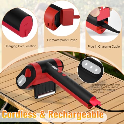 Image of Electric Grill Brush Bristle for Outdoor Grill, Grill Cleaning Brush Rechargeable BBQ Cleaner Brush Head,Safe Grill Brush with Scraper for Cast Iron Stainless-Steel Grates,Red