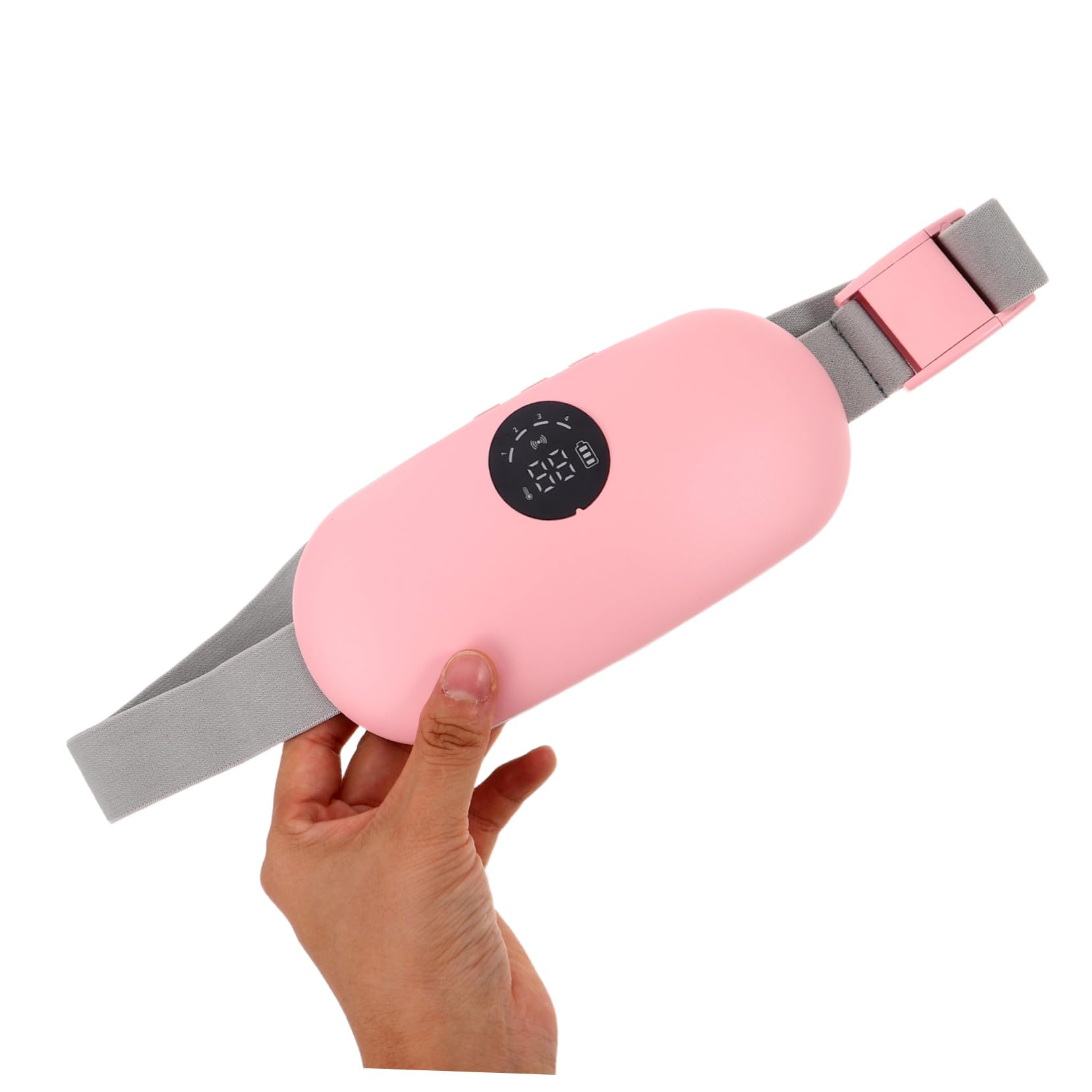 Almohadilla Térmica Menstrual Vibratoria Cinturón Calentador Abdominal Ajustable Masajeador Lumbar Portátil para Alivio de Calambres y Soporte Durante Menstruación Mujer Rosa