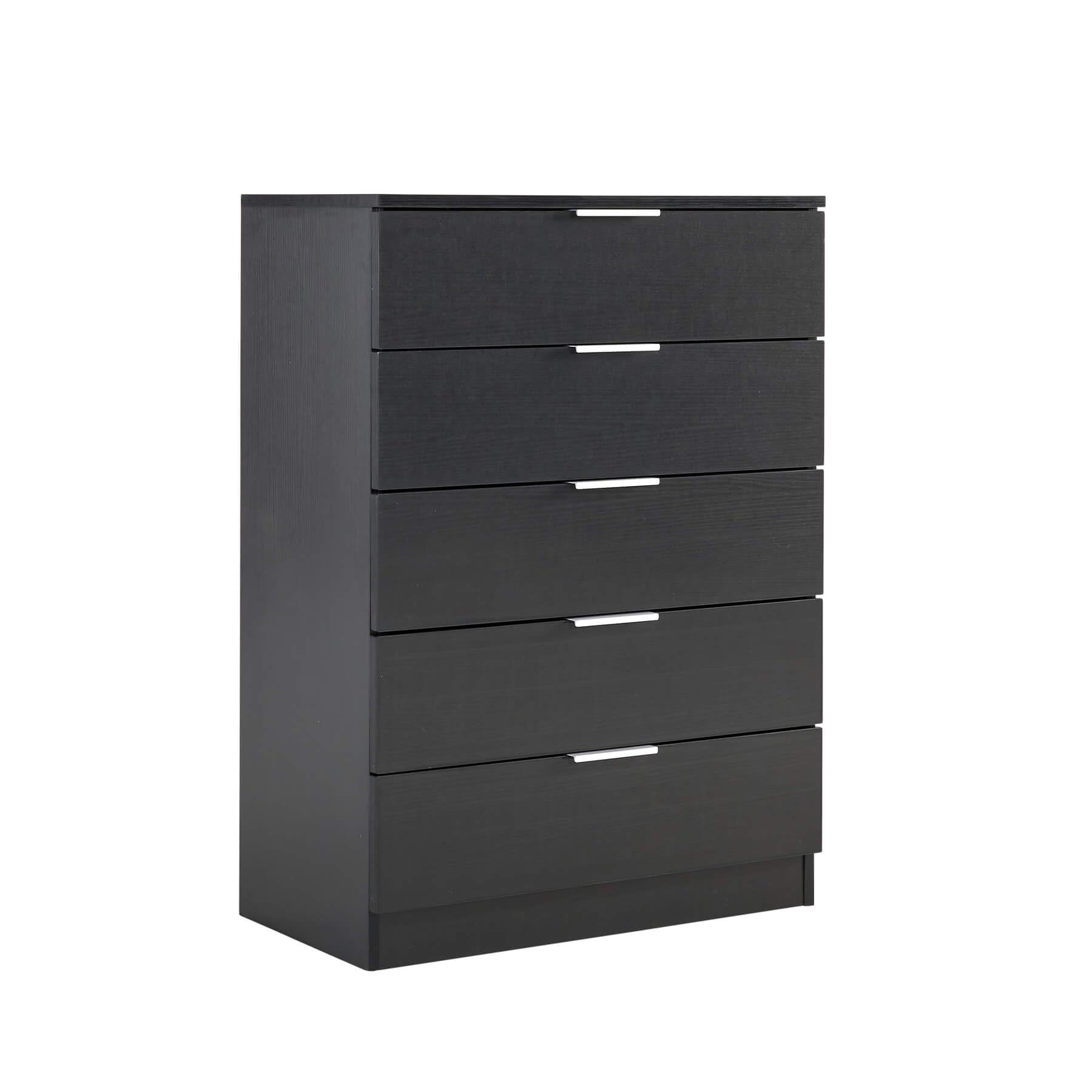 Home SourceBedroom Chest of Drawers Clothing Storage Cabinet, 5 Drawers, Black