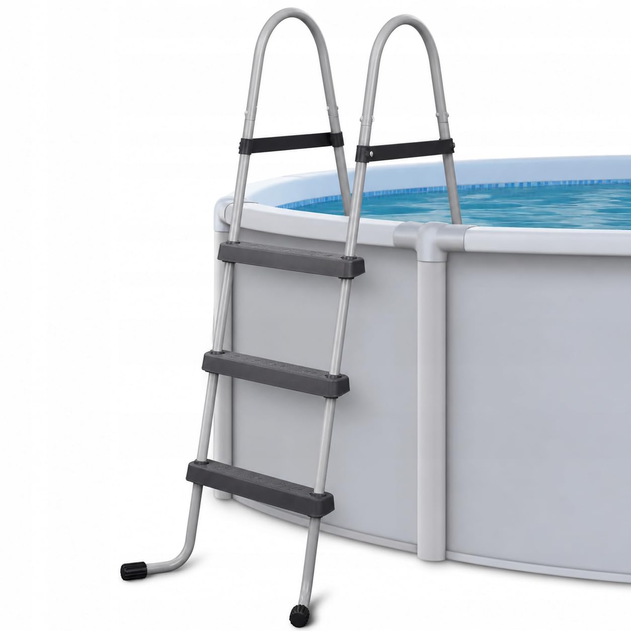 Échelle de piscine stable en métal jusqu'à 107 cm, escalier de sécurité avec larges marches