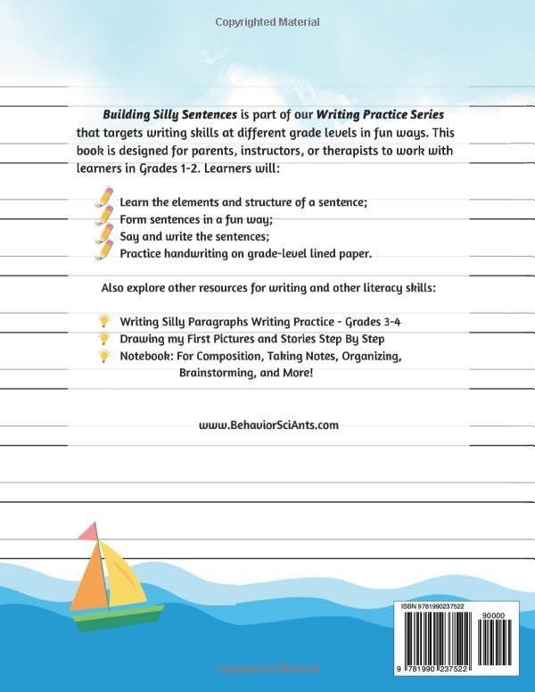 Building Silly Sentences Writing Practice for Grades 1-2: Teaching the Basic Writing Skills of Understanding Sentence Structure, Forming Sentences, and Writing Sentences - Image 2