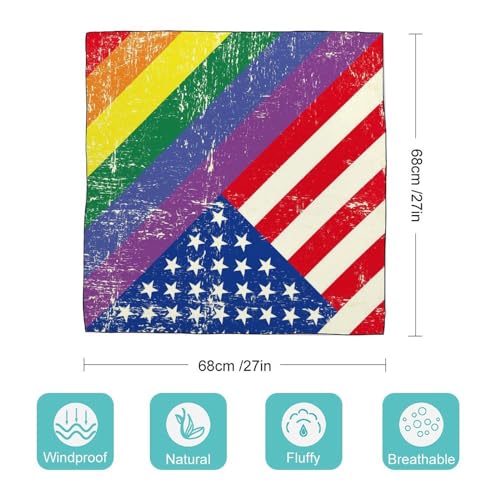 Rainbow Gay Proud LGBT with U.S Flag Bandanas for Women Satin Silk Head Scarf Multipurpose Square Scarves Clothing Accessories2