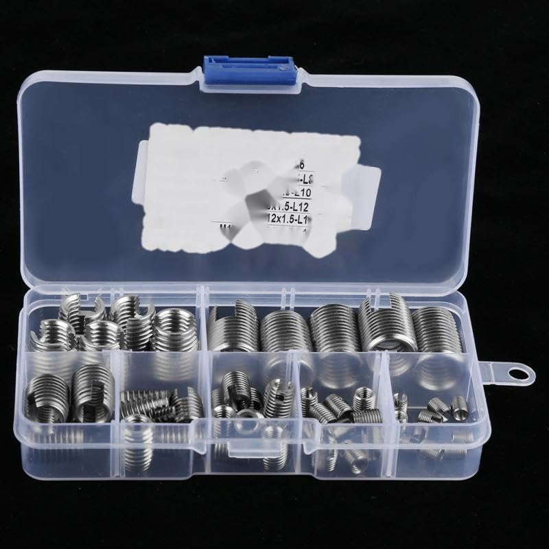 50Pcs/Set Thread Insert Set Inner Thread Self Tapping Inserts Fastener Reinforce Repair Tool Stainless Steel