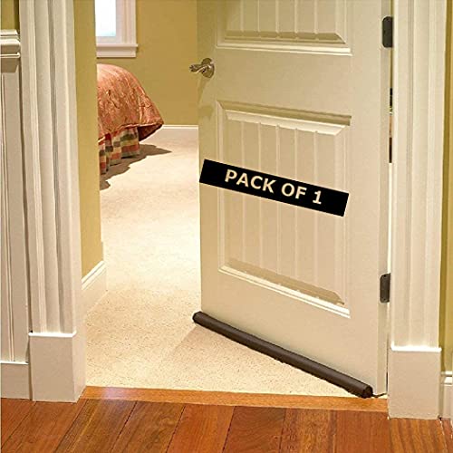 Zecva Door Seal for Only Wooden Door Twin Draught Draft Guard Door Closer Bottom Brown Sealing Strip Adjustable Door Draft Blocker Insulator Isolation The Light Washable Pack of 1 |37 Inch