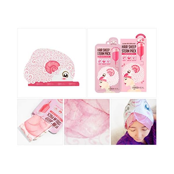 Mediheal Hair Sheep Steam Pack 5 Sheets, Hair Mask for Intense Hair Repair for Damaged and Rough Hair, steaming hair mask for All Hair Types for At-Home Spa Experience