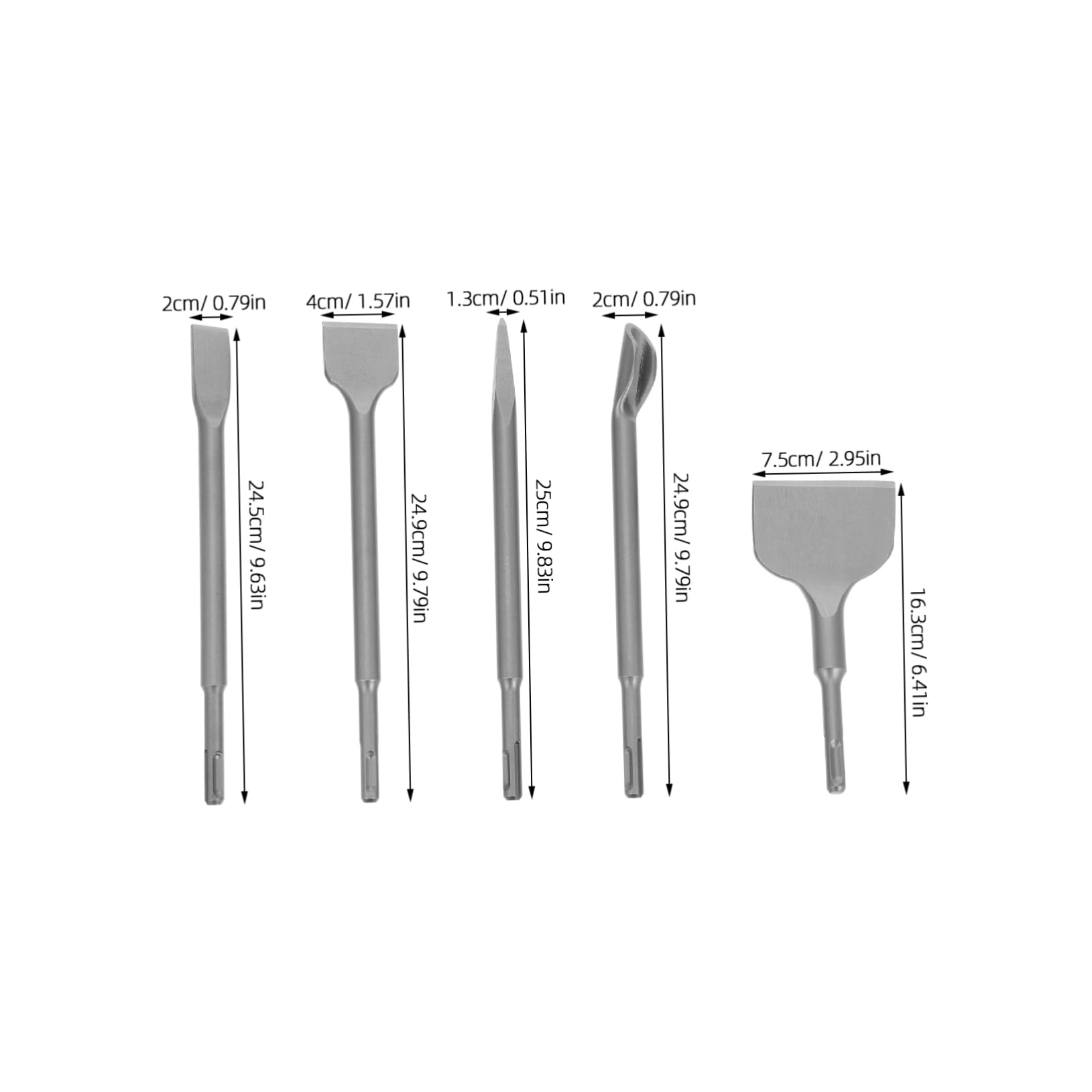 GLEAVI 5pcs Set Chisel Head -max Clay Spade Mount on Brick Without Drilling Remove Chisel Bit Porcelain Tile Drill Bits Plus Bits Drywall Screw Bit Demolition Chrome Steel