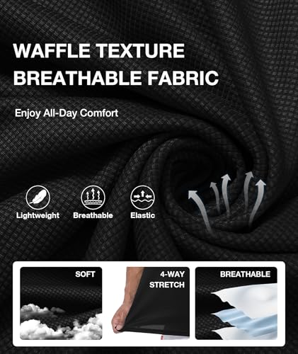 GEEK LIGHTING Mens Waffle Texture Polo Shirts Short Sleeve Casual T-Shirts Moisture Wicking Collared Golf Shirt with Pocket2