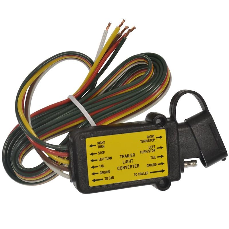 Tail Light Converter Vehicle End 4-Way Flat Adapter With 60 Inch Wire