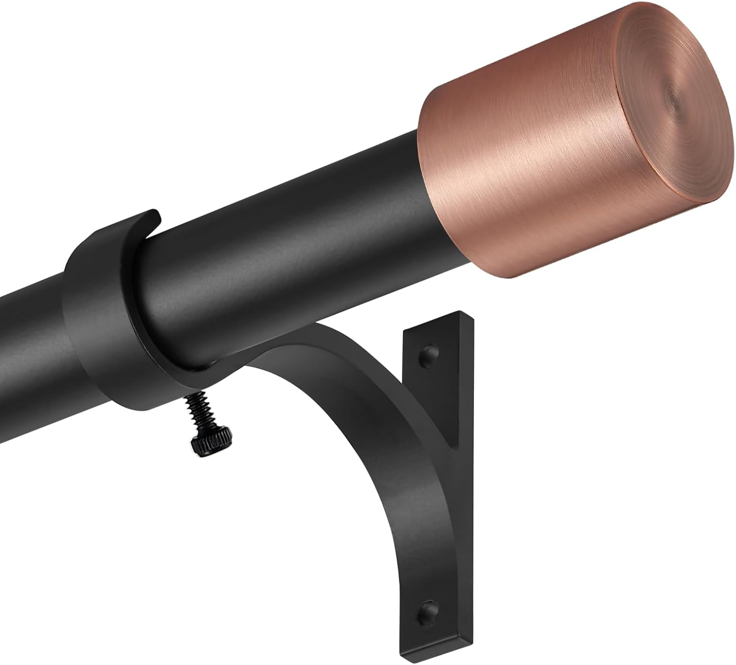 Drapery Window Curtain Rods 28 to 48 Inch, Modern Window Curtain Rod with Brushed Gold End Cap Finials,1" Window Treatment Curtain Rod for Wall and Ceiling Mount Black&Dark Reddish Brown 28"-48"