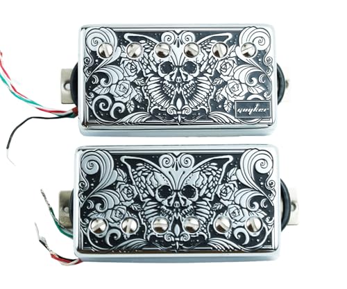 Guyker Pastilla Humbucker Alnico5 HBA5 con circuito, superficie cromada PC003, cubierta con patrón de mariposa