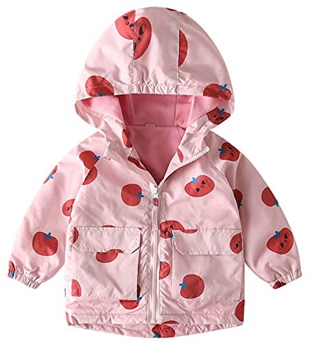Image of Happy Cherry Kids Boys Girls Fleece Lined Windbreaker Jacket Fashion Prints Hoodie for Fall Winter