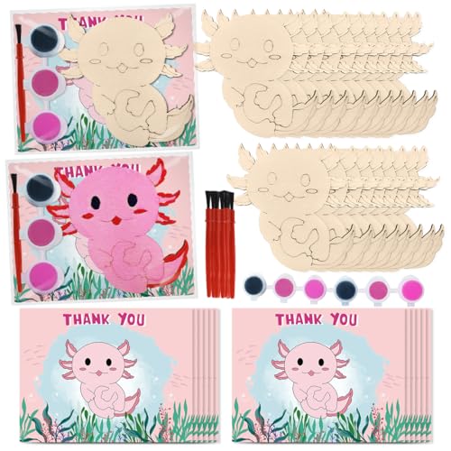 Axolotl Party Favors 24 Pcs Axolotl Wooden Crafts to Paint with T...