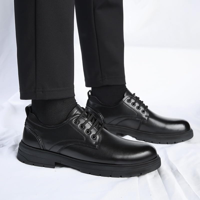 Formal Shoes Dress Oxford for Men Lace Up Round Toe Solid Color Vegan Leather Derby Shoes Rubber Sole Slip Resistant Anti-Slip Non Slip Wedding3