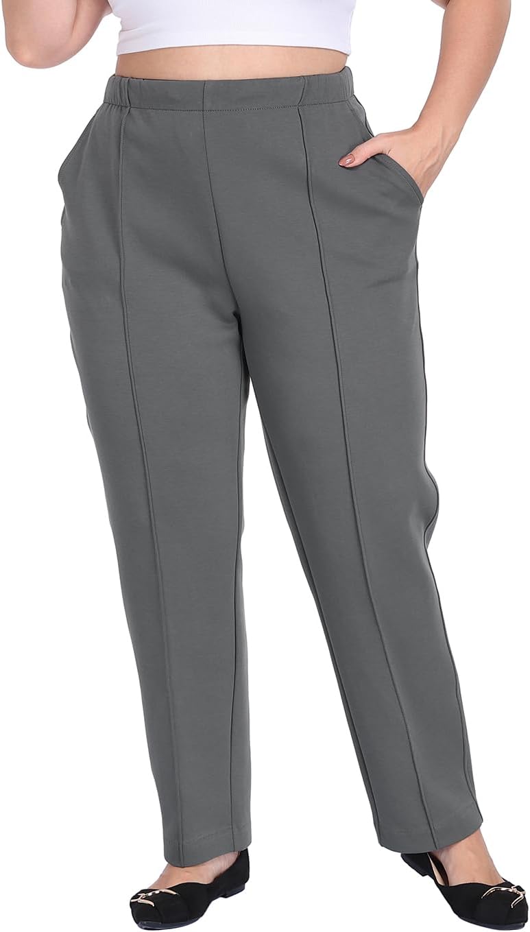 HDE Women's Plus Size Pintuck Pull On Sweatpants with Pockets