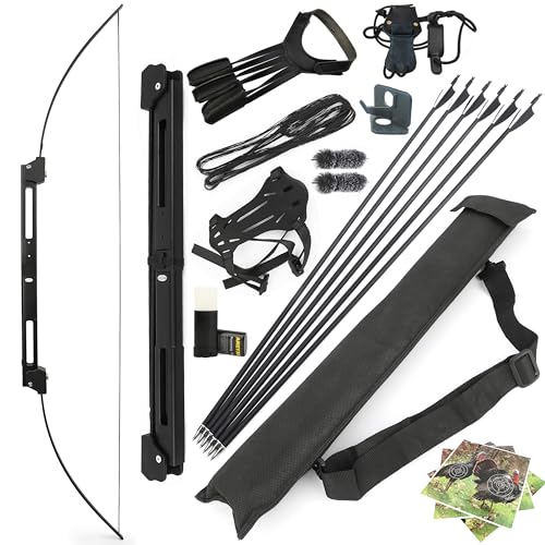 wolfman Archery 58' Folding Bow Survival Bow and Arrow Set Longbow Takedown Recurve Bow 35lbs RH/LH...