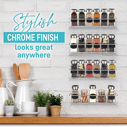 Ultimate Hostess Spice Rack Wall Mount - Spice Organizer For Cabinet, Pantry, And Tiny Kitchen - Space-Saving Hanging Spice Rack - Wall Spice Rack - Screw Or Adhesive Spice Rack, 4-Tier, Fit 24 Jars #TOP6