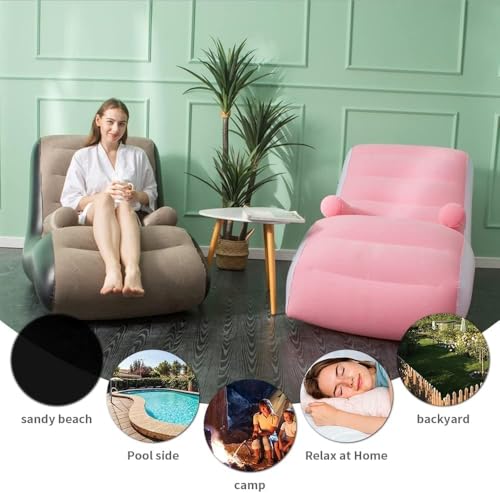 Image of Inflatable Lazy Sofa Chair with Househoid air Pump, Foldαble Lounge Chair with Armrests for Living Room, Bedroom, Office,Travel, Cαmping (Multi Color)