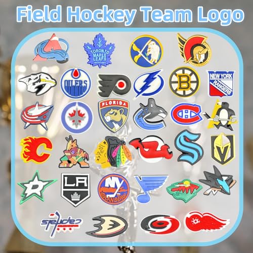 60pcs Hockey Shoe Charms, Hockey Teams Shoe Accessories, Assorted Non-Repeating Ice Hockey Sports Shoe Charms, PVC Sports Shoe Charms, For Girls Boys Teenagers Birthday Party Gifts - Image 3