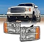 AKKON - For 07-13 Sierra 1500 07-14 Sierra 2500HD 3500HD Headlights Front Lamps Direct Replacement Left + Right