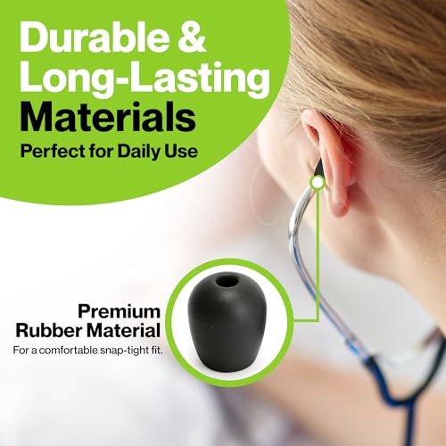 Image of Durabasics Stethoscope Ear Tips Replacement for Littmann Stethoscopes - Compatible with Littman Ear Tips Replacement, Stethoscope Ear Pieces, Littmann Stethoscope Parts & Cardiology IV Parts - Black