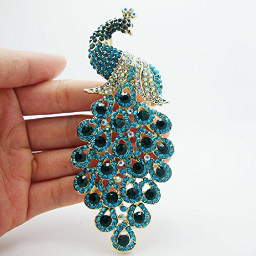 Image of TTjewelry Vintage Peacock Bird Rhinestone Crystal Brooch Pin Art-Deco Style Bird Pendant