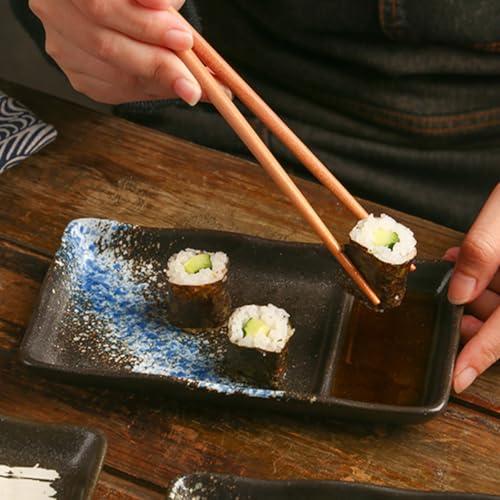 Plato de sushi dividido de cerámica con diseño azul miniatura 7