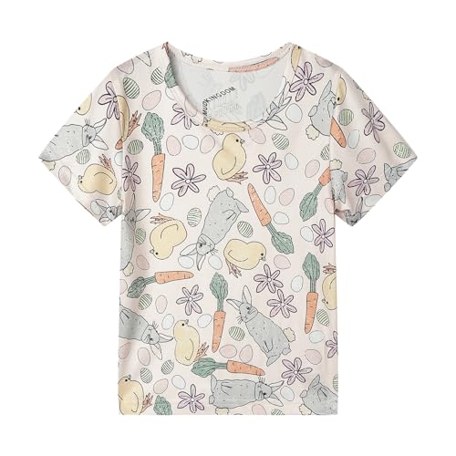 Image of LittleSpring Kids Short Sleeve Tshirt Crewneck Print Summer Tops