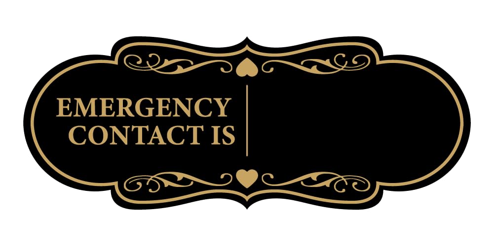 Designer Emergency contact is: Easy Installation | Business and Office Decor | Customized Text
