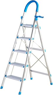 Ladder Step Ladders 5 Step Ladder Folding Household Ladder Stainless Steel Step Stool with Aluminum Pedal and Tool Rack Sturdy Stepladders for Outdoor(Ladder a)