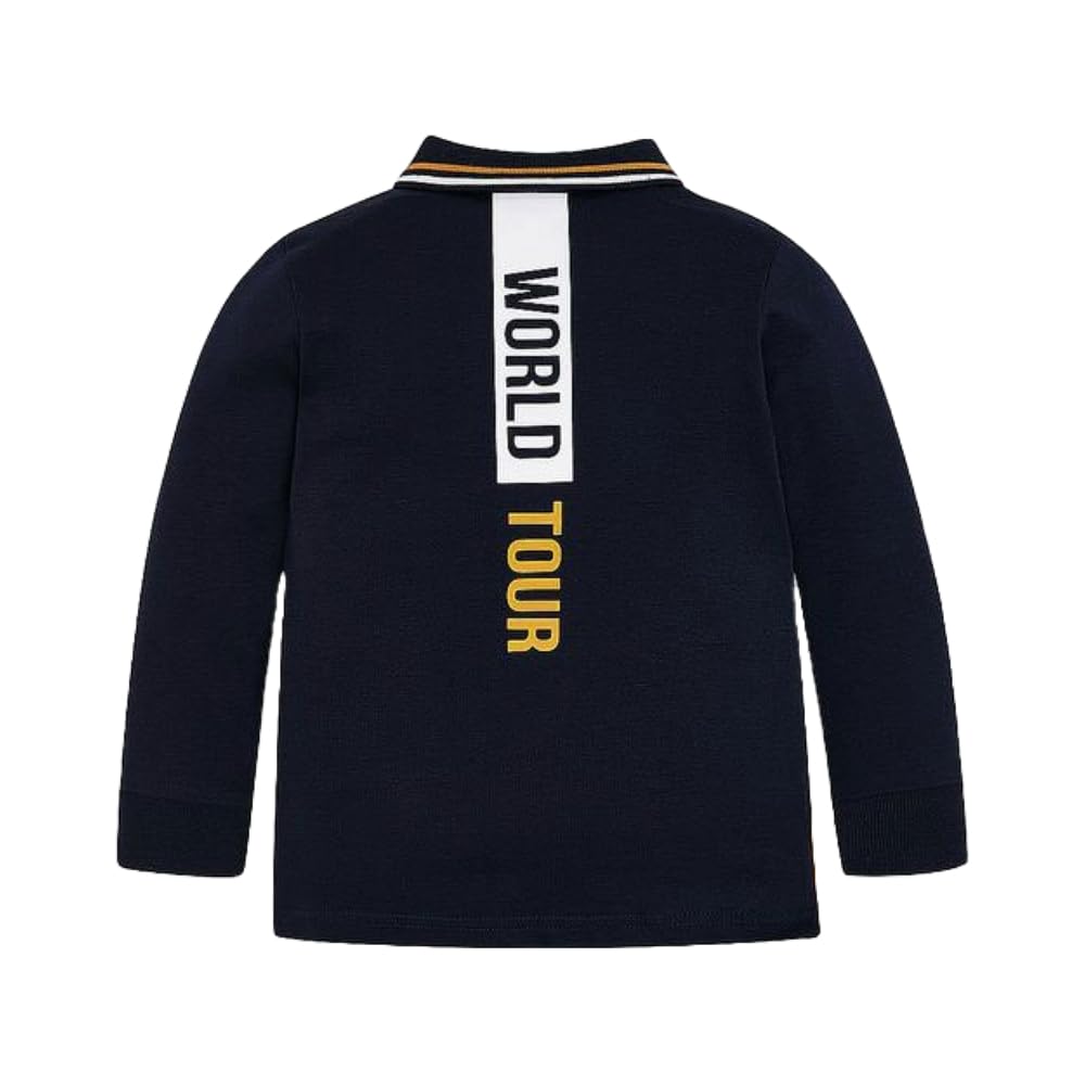 Generico Polo de manga larga para niño y niño, algodón elástico, cuello clásico, serigrafía World Tour, 4110, ideal para la temporada otoño-invierno