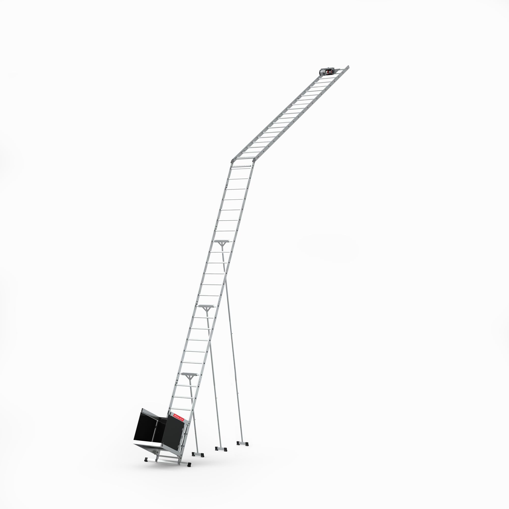 Schrägaufzug Elektrisch - Leiterlift, Bauaufzug mit Transportwagen - Hubhöhe 12 m, Tragkraft bis 0,12 t - 63 x 1250 cm - Aus leichtem Aluminium gefertigt - für Transport von Werkzeugen