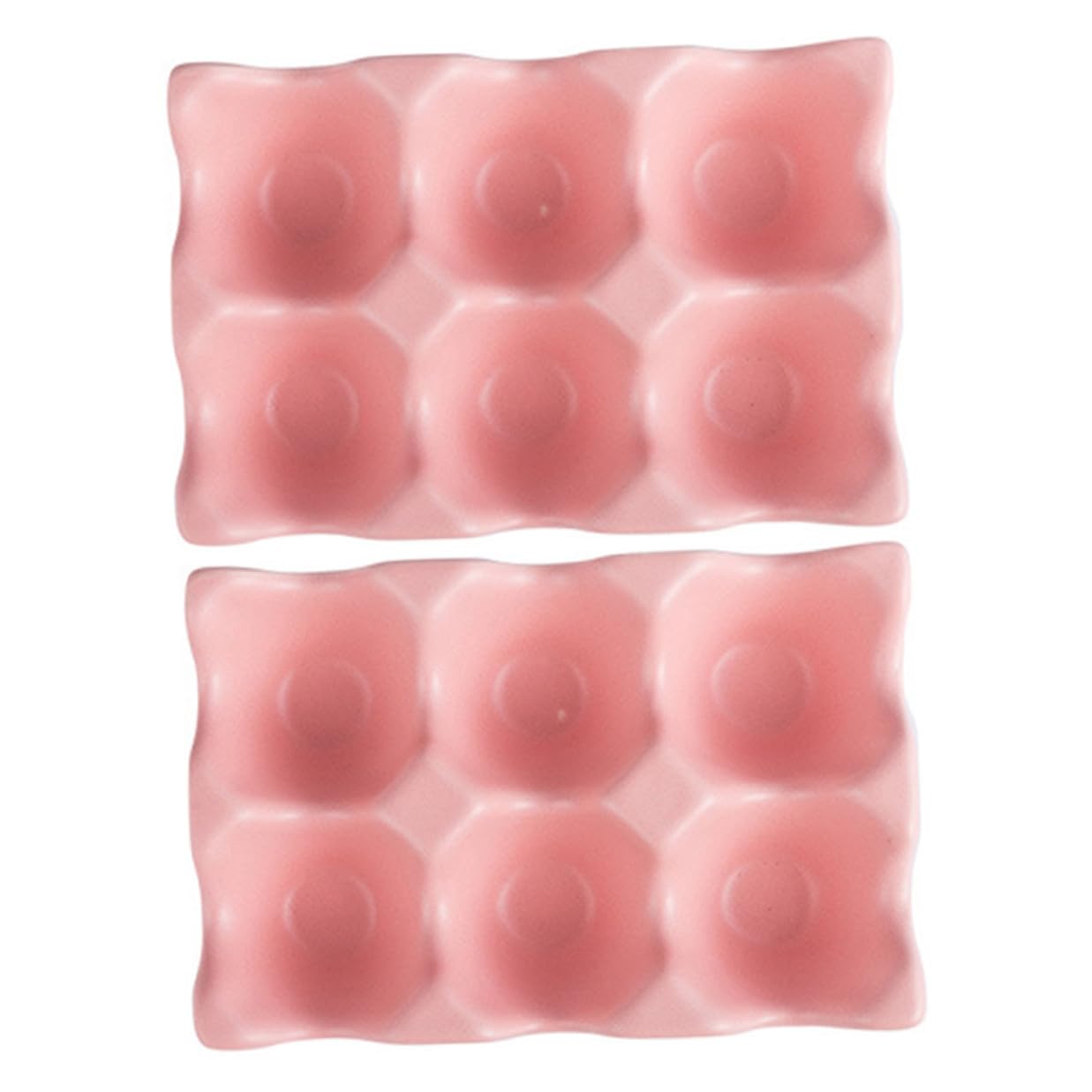 2 Stück Eierablage aus Keramik mit 6 Fächern, Rosa