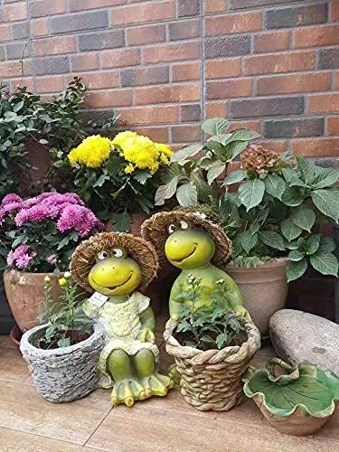 Adornos de jardín al Aire Libre Figuritas Manualidades Decoración Jardín al Aire Libre Resina Rana Maceta Adornos Cuencas Balcón Jardín Patio Villa Accesorios Arte Adornos de jardín de Hadas (Style2)