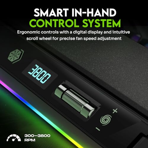 Image of SpinBot Airflow X50 Laptop Cooling Pad | 135mm Fan up to 3800 RPM | 11 RGB Modes | 5-Level Adjustable Stand | 4 USB + 2 Type-C Ports | High Airflow Cooler for Gaming & Work Laptops up to 19 inch