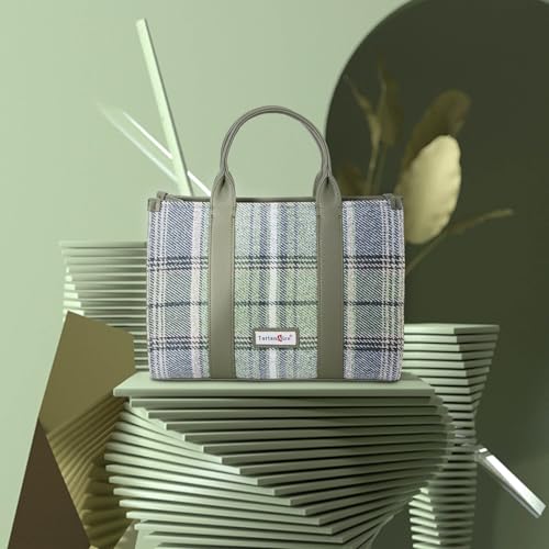 Bolso Tote a cuadros para mujer con asa superior miniatura 3